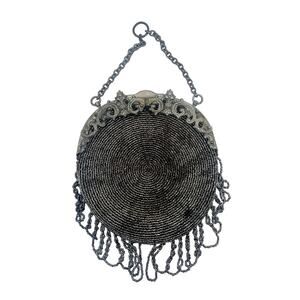 Antique Art Noveau Chatelaine Beaded Wristlet Purse